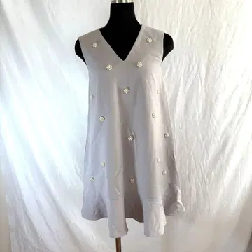 안미르 펄 장식 V넥 원피스 M