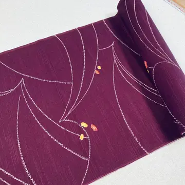 보라색 잎 무늬 기모노 옷감 38cm