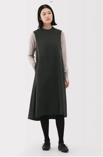 무인양품 기모 점퍼 스커트 여성 다크 그린 L
