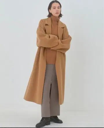 LE CIEL BLEU 카멜 롱 코트 36