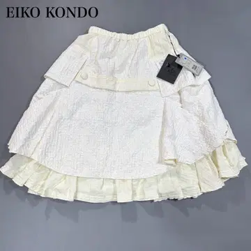 [택 포함 최신] 에이코 콘도 플레어 스커트 프릴 화이트