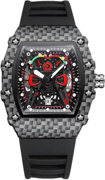 RORIOS 남성용 손목시계 일본제 무브먼트 탄소섬유풍