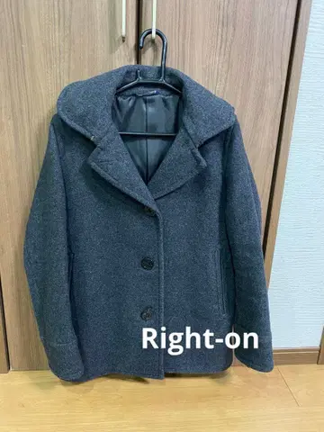 Right-on 그레이 울 코트 후드 탈부착 가능 L 사이즈