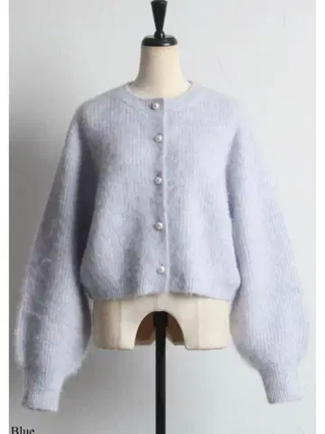 &.NOSTALGIA 울 혼방 기모 크루넥 펄 가디건