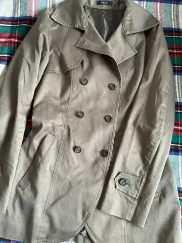 더블 브레스트 코트 허리 벨트 포함