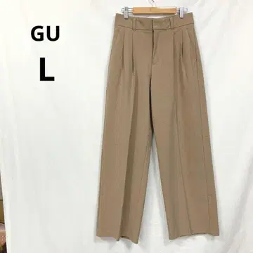 지유 와이드 팬츠 L 베이지 턱입 깨끗한 오피스