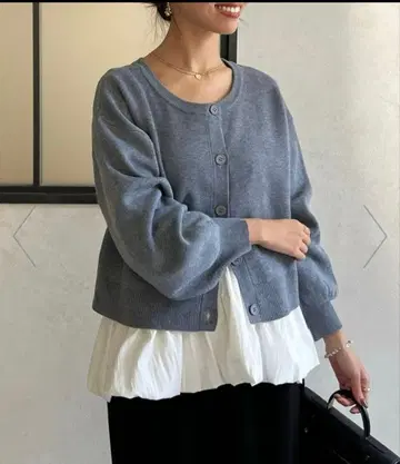 [ 미사용 ] chez toi 셰토와 페플럼 이너 SET 니트 가디건