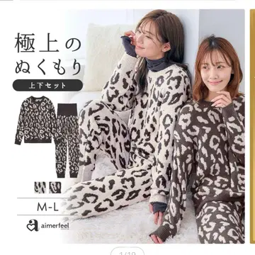 [ 새상품 ] 에메필 레오파드 무늬 니트 긴팔 룸웨어 M 파자마