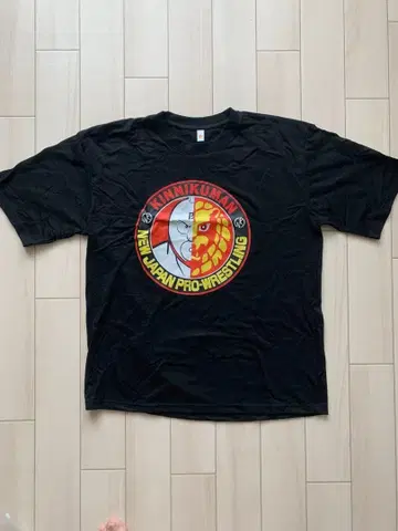킨니쿠맨 T셔츠 신일본 프로레슬링 셔츠 프린트 셔츠 블랙 LL