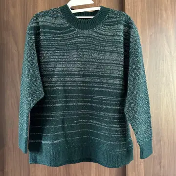 나카가와 마사시치 상점 그린 긴팔 니트 울과 린넨 혼방 니트 풀오버