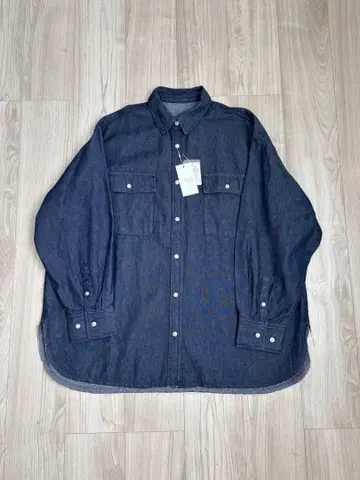 새상품 LOWRYS FARM 데님 BIG 롱 슬리브 셔츠 네이비 아우터