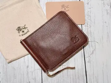 새상품 IL BISONTE 브라운 머니클립 짙은 갈색 마론