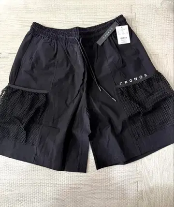 CRONOS 블랙 메쉬 포켓 숏팬츠
