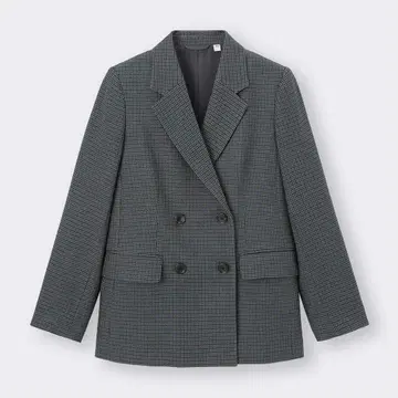 GU 더블 브레스트 체크 자켓