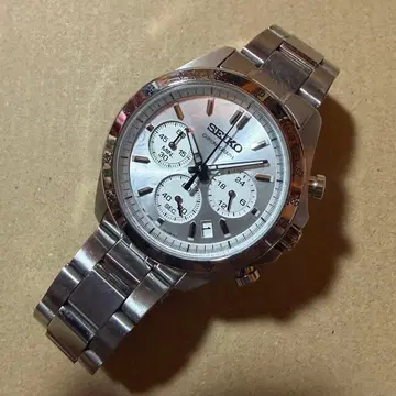 SEIKO 세이코 크로노그래프 가로 실버 다이얼 쿼츠 중고품