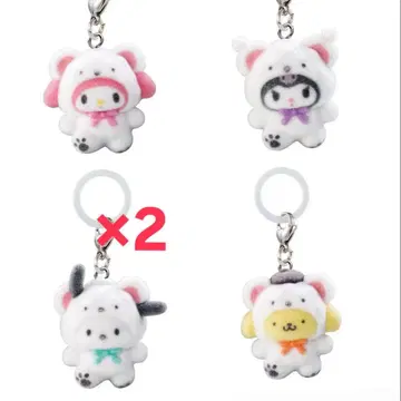 산리오 캐릭터 캡슐 토이 메지루시 액세서리 복슬복슬 스노우 5개 세트