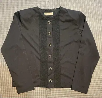 [고급 레이스] 빈티지 블랙 노카라 자켓 골드 버튼