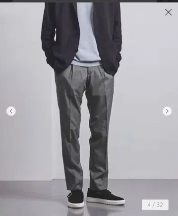 UNITEDARROWS 사이드 셔링 슬림 테이퍼트 슬랙스