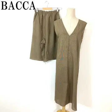 바카 롱 원피스 스커트 세트 체크 브라운 36 B9649