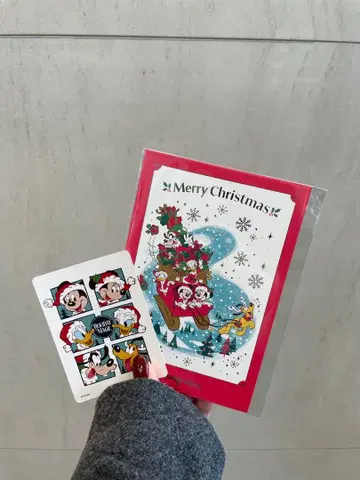 디즈니 스토어 가위바위보 카드 크리스마스 미키 프렌즈 뒷면 씰 포함