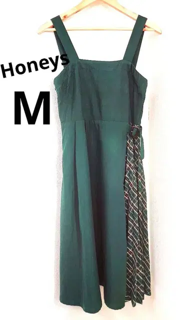 Honeys 그린 컬러 슬리브리스 A라인 드레스 M 사이즈