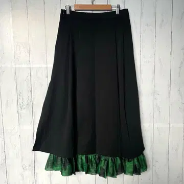 CHEN TAITAI 비대칭 레이어드 롱 스커트 L 블랙 그린