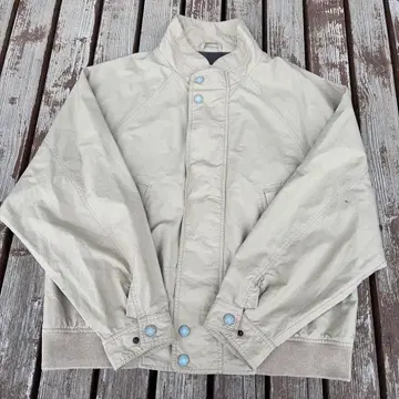 90s Eddie Bauer 화이트 택 래글런 베이지 블루종 와이드 소매