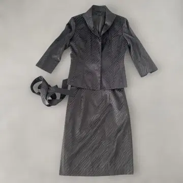 PAR AVION 스트라이프 그레이 스커트 수트 9AR