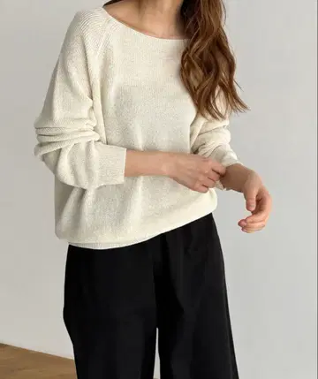 CANAL JEAN El mar 린넨 혼방 래글런 썸머 니트