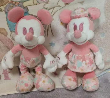새상품급 미키 미니 봉제 인형 벚꽃 세트