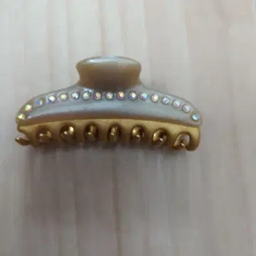 acca 스톤 장식 헤어 클립 골드/베이지