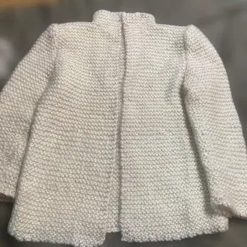 손뜨개질 모헤어 니트 진주색 가디건 아프간 뜨기