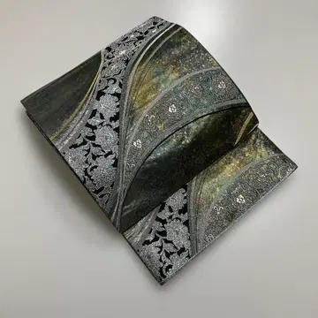 No.2847 순수 실크 니시진 꽃+덩굴 패턴 유선 후쿠로 오비 새상품급