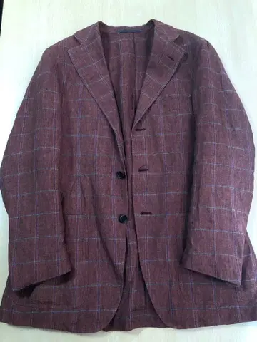 CARUSO 린넨 자켓 린넨 100% 브라운 체크