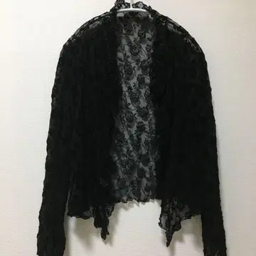 4298 시즈카 코무로 30주년 일본제 꽃무늬 레이스 가디건 블랙 L
