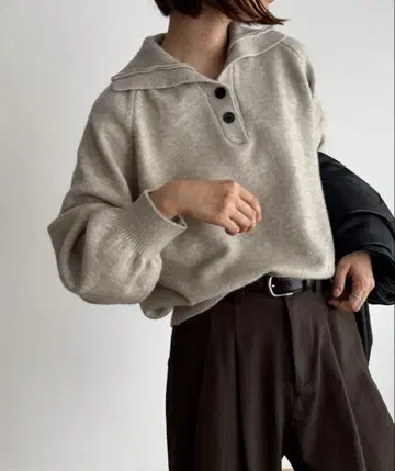 CANAL JEAN El mar 알파카 혼방 폴로 옷깃 니트