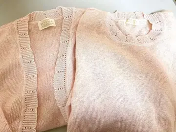 핑크 가디건 스웨터 세트 쇼와 시대 고급 의류 앙상블 레트로