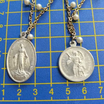 70's 이탈리아제/알루미늄제 메달 성가족과 수호의 천사 빈티지