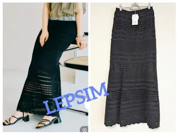 [ 택 포함 미사용 새상품 ] LEPSIM 7게이지 패치워크 메쉬 스커트