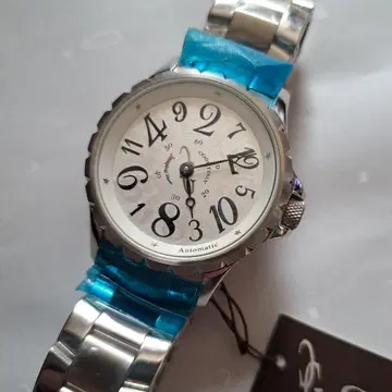 자동 와인딩 시계 화이트 다이얼 실버 밴딩