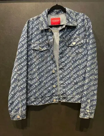 GUESS 데님 자켓 로고 프린트