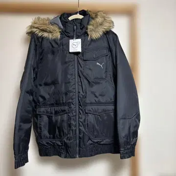 PUMA 블랙 다운 자켓 퍼 부착