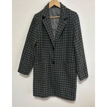 sur les nuages 다크 그레이 체크 무늬 체스터 코트