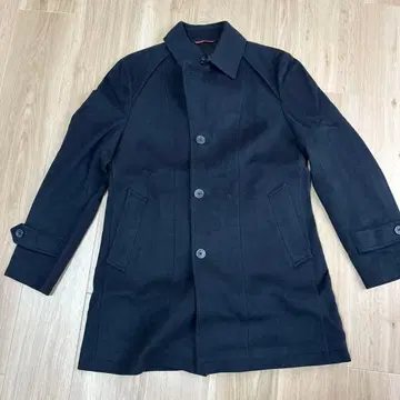 블랙 체스터 코트 울 혼방