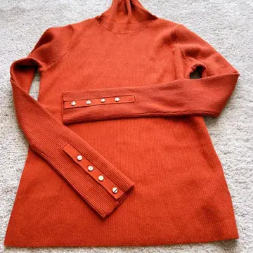 DISCOAT 리브 소매 버튼 터틀 테라코타