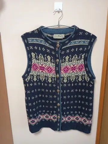 L.L.BEAN 니트 베스트 노르딕 무늬 네이비 베이스 미국제