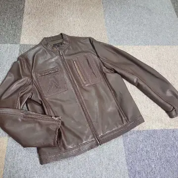 sake 브라운 가죽 싱글 라이더 자켓 XL