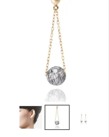 MOTHERHOUSE kanata 귀걸이 편쪽 블랙 루틸 쿼츠