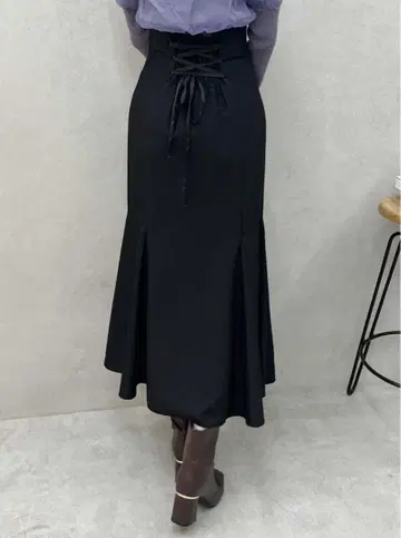 머큐리 듀오 백 레이스업 스트레치 머메이드 스커트 블랙 M