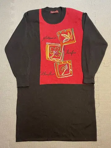 원피스 빨간색 x 블랙 개성파 아트 니트 일본제